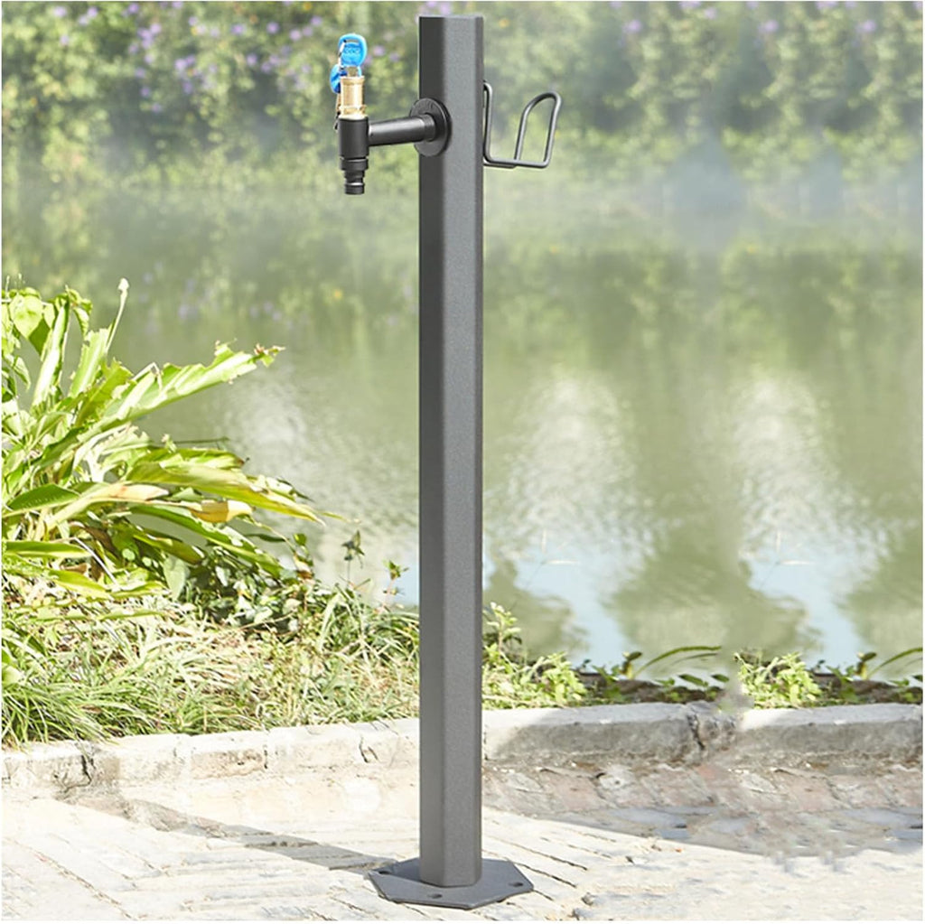 Garden Water Column Water Fountain for Patio Yard, Floor Mounted Water Tap Stainless Steel Water Pipe, Anti-Freeze Crack Standing Faucet for Watering/Irrigation(Style 3-17CM×86CM)