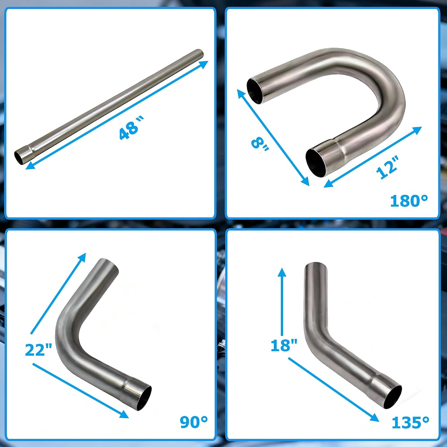 16x Mid Steel 3 Inch Custom Exhaust Pipe Kit 16 Gauge Custom Straight & U Bend & 45 & 90 Degree Mandrel