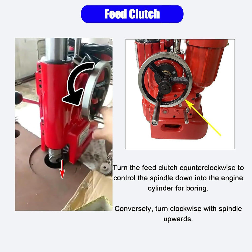 220V Cylinder Boring Machine Manual & Auto Honing & Cylinder Repair Equipment, 2.56-5.5' Boring Dia, 11.8' Max Depth, Professional Engine Rebuilding Borer for Automotive Tractor Motorcycle