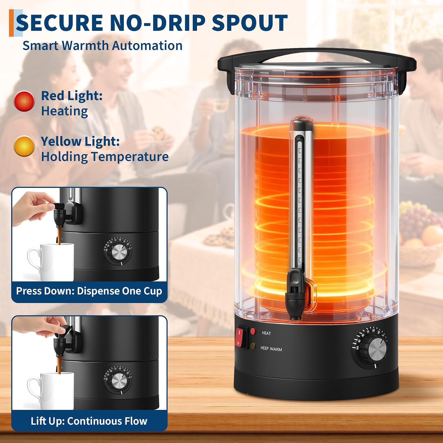 Takywep 12l/80 Cup Commercial Coffee Urn, 3.2 Gallon Double-Wall Large Capacity Coffee Maker, Stainless Steel Hot Beverage Dispenser for Catering, Buffet, Wedding, and Events