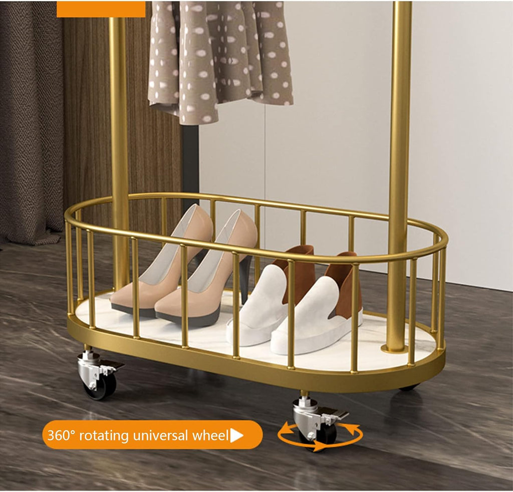 3-in-1 Rolling Garment Rack for Hanging Clothes with Wheels, Metal Coat Rack with Organizing Basket/150Cm/59.1In