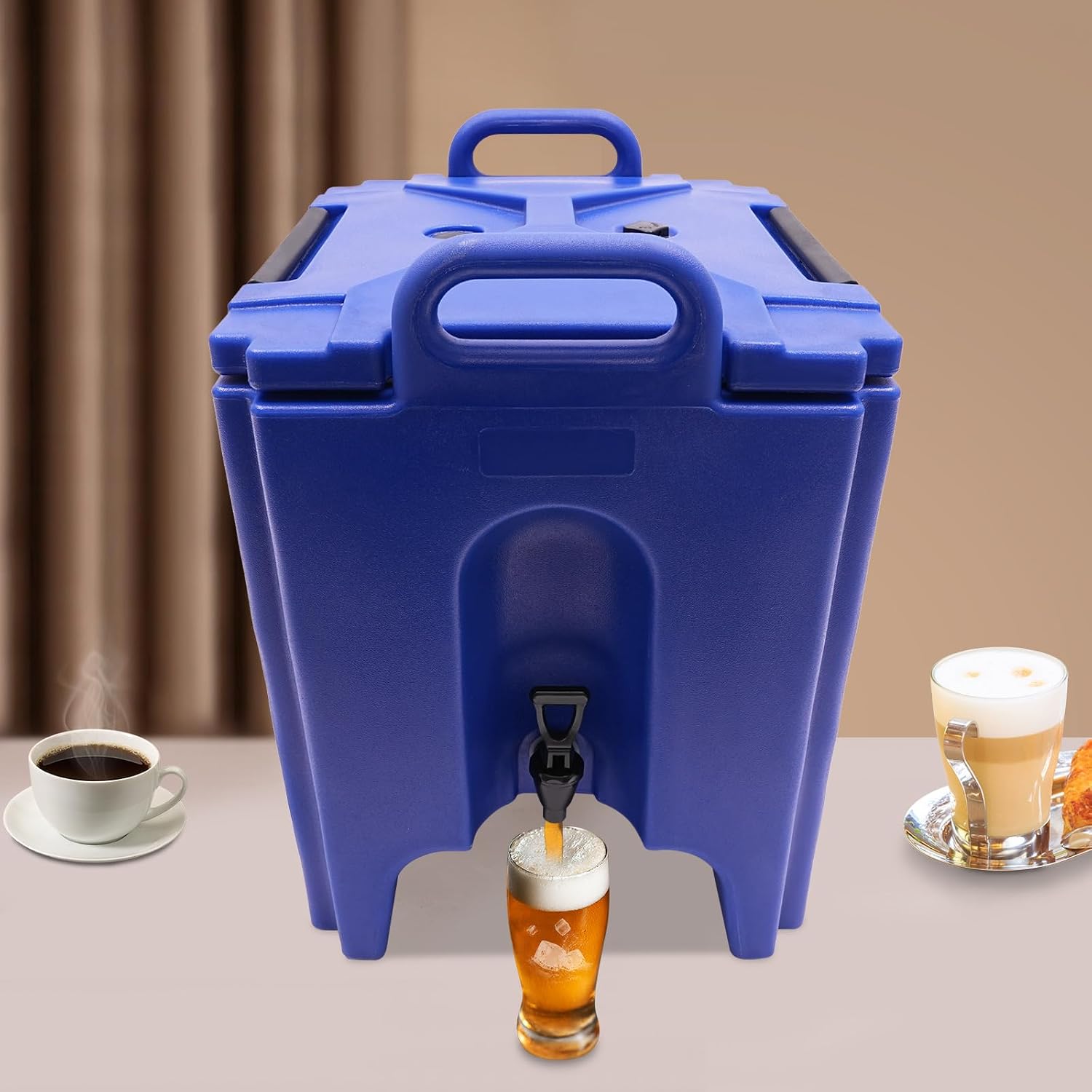 Insulated Beverage Dispenser, Portable Thermal Beverage Server with Handles Keep Hot Chocolate Coffee Tea Warm FoodService Products for Catering, Kitchen, Party, Restaurants (Blue, 10.57 Gallon)