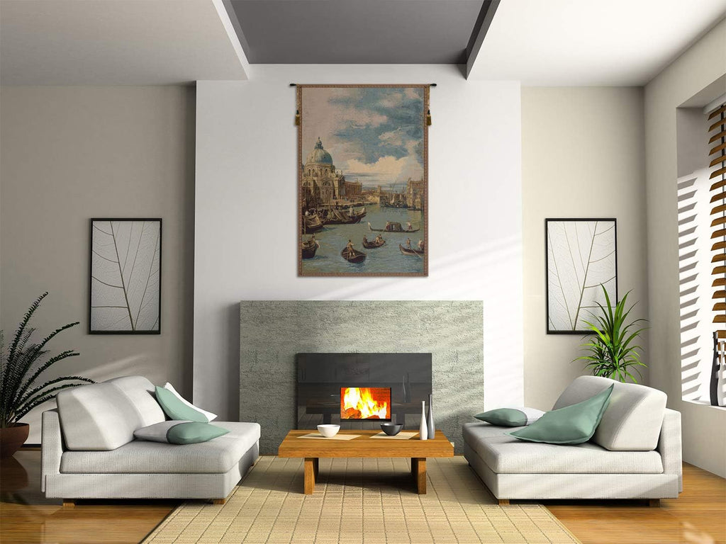Charlotte Home Furnishings Inc. Saint Mary Of Health And The Grand Canal Vertical Italian Tapestry Wall Hanging 54 X 38 Inch Viscose Cotton & Polyester Blend Wall Art Perfect Wall Decor