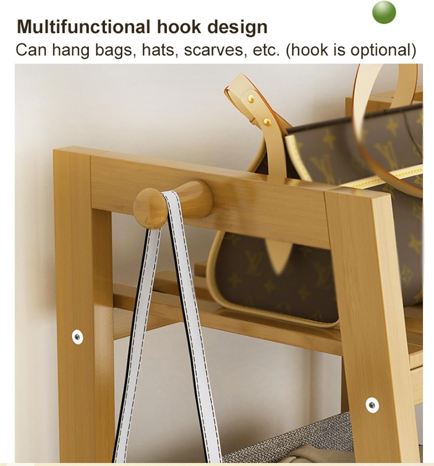 Freestanding Clothing Racks for Hanging Clothes,Bamboo Garment Rack 5 Tier Storage Shelf with Top Shelf, Closet Organizer Shoe Storage Shelves for Bedroom,A-110cm