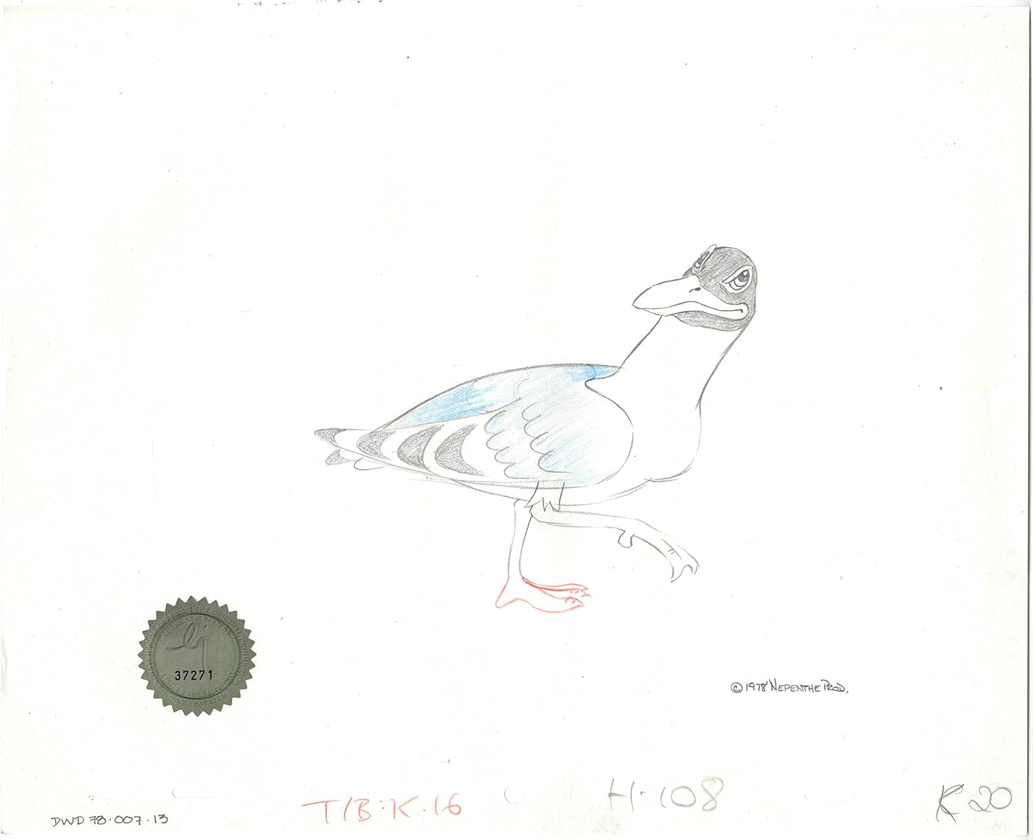 Watership Down 1978 Production Animation Cel Drawing of Kehaar with Linda Jones Seal and Certificate of Authenticity 007-013