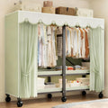 Foldable Heavy Duty Wardrobe Closet, Rolling Covered Portable, Metal Garment Rack for Hanging Clothes,for Bedroom