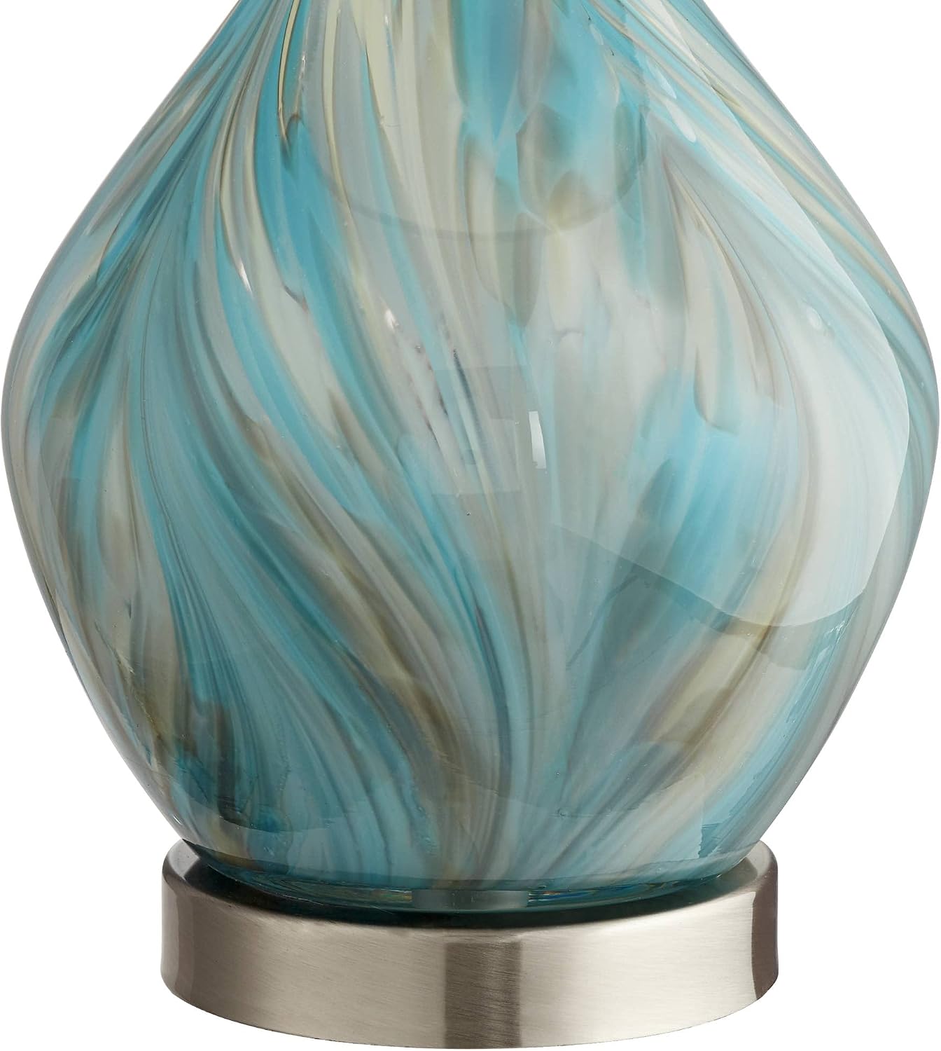 360 Lighting Cirrus 22' High Vase Small Modern Coastal Accent Table Lamps Set of 2 Blue Gray Handcrafted Art Glass White Shade Living Room Bedroom Bedside Nightstand House (Colors May Vary)