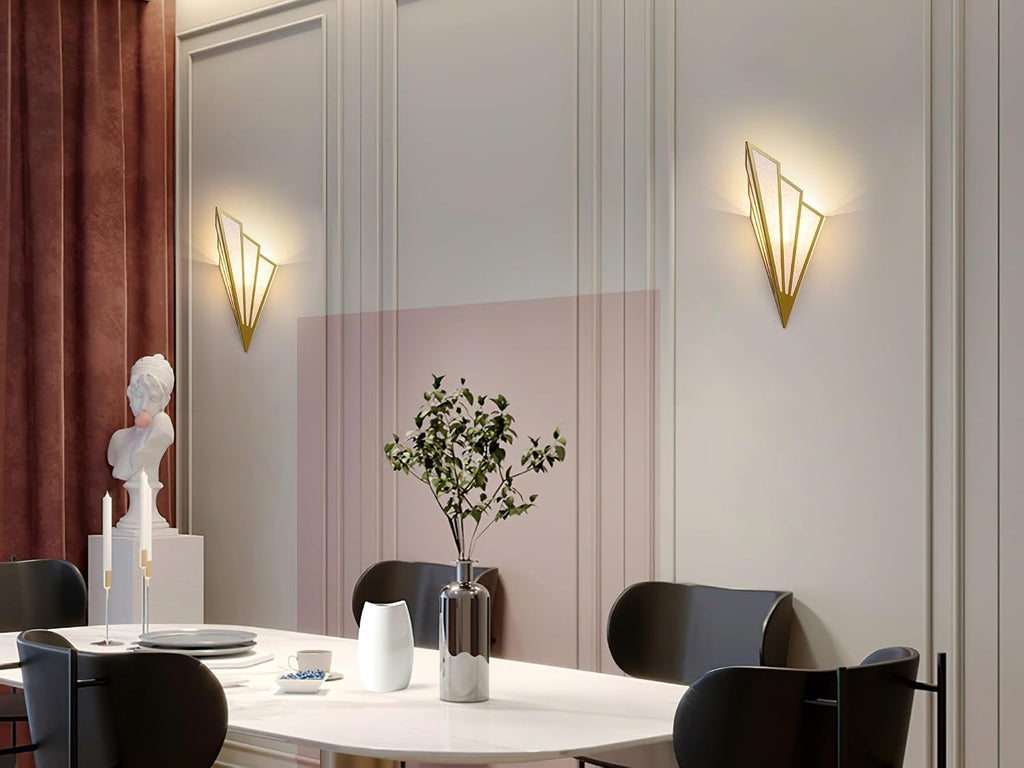Battery Operated Wall Sconces Set of 2,Not Hard Wired Fabric Shade Triangle Remote Control Wall Lights, Wireless Lamp Fixture for Bedroom, Living Room, Bathroom, Hallway (Color : Gold)