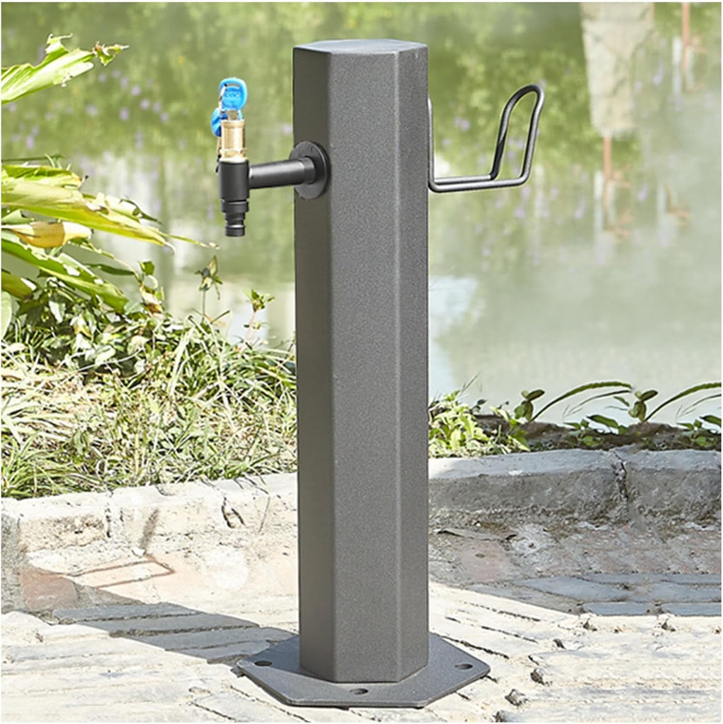 Garden Water Column Water Fountain for Patio Yard, Floor Mounted Water Tap Stainless Steel Water Pipe, Anti-Freeze Crack Standing Faucet for Watering/Irrigation(Style 3-20.5CM×50CM)