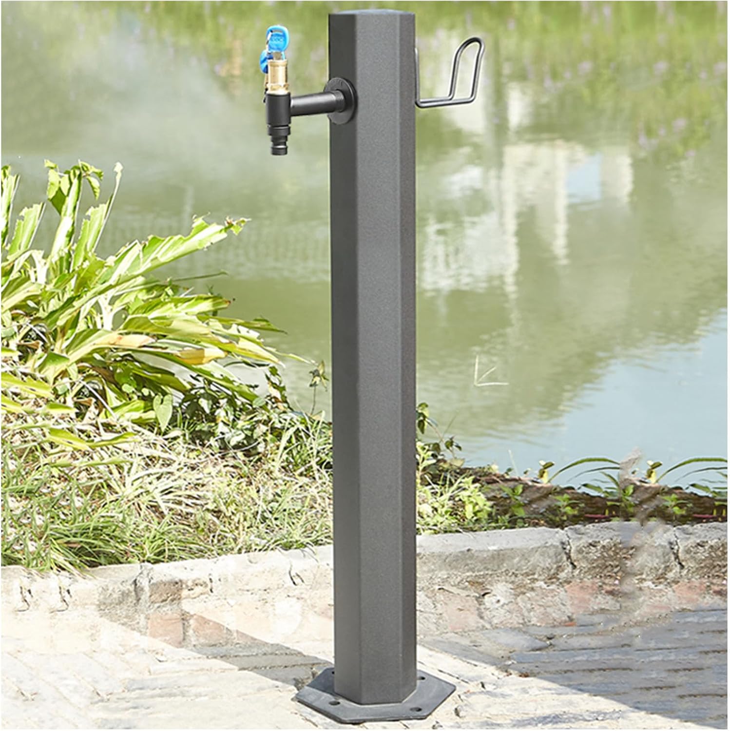 Garden Water Column Water Fountain for Patio Yard, Floor Mounted Water Tap Stainless Steel Water Pipe, Anti-Freeze Crack Standing Faucet for Watering/Irrigation, Water St（Style 3-20.5CM×86CM）