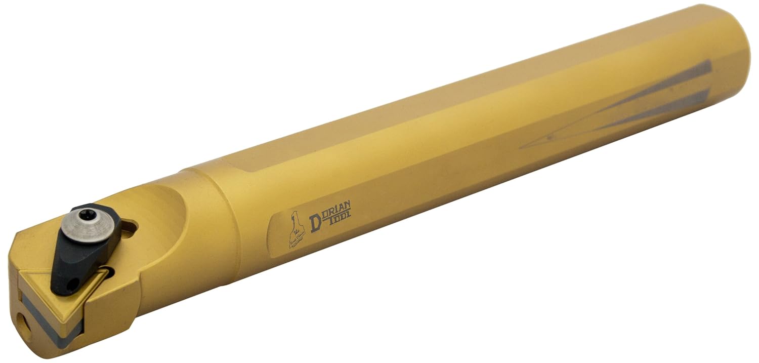 AS-ADTUN Jet-Stream Round Shank Chromium Molybdenum Alloy Steel Thru-Coolant Boring Bar, Left-Hand Cut, 10' Overall Length, 1-1/4' Shank Diameter, 1/2' Insert