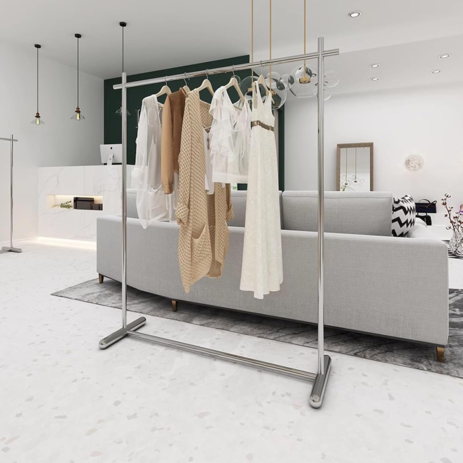 Garment Rack Modern Clothing Store Display Rack, Silver Stainless Steel Clothing Rack For Hanging Clothes, Heavy Duty Clothes Rail For Bedrooms And Boutiques, Freestanding Coat Rac(Size:100X40X160CM)