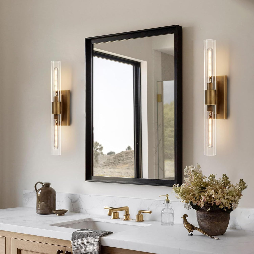 24.8' L Minimalist Style Wall Sconces Set of 2, Brass Wall Lights Fixtures Morden Cylinder Wall Light for Bathroom Vanity Light Indoor Wall Mounted Lamps for Living Room,Bedroom,Hallway