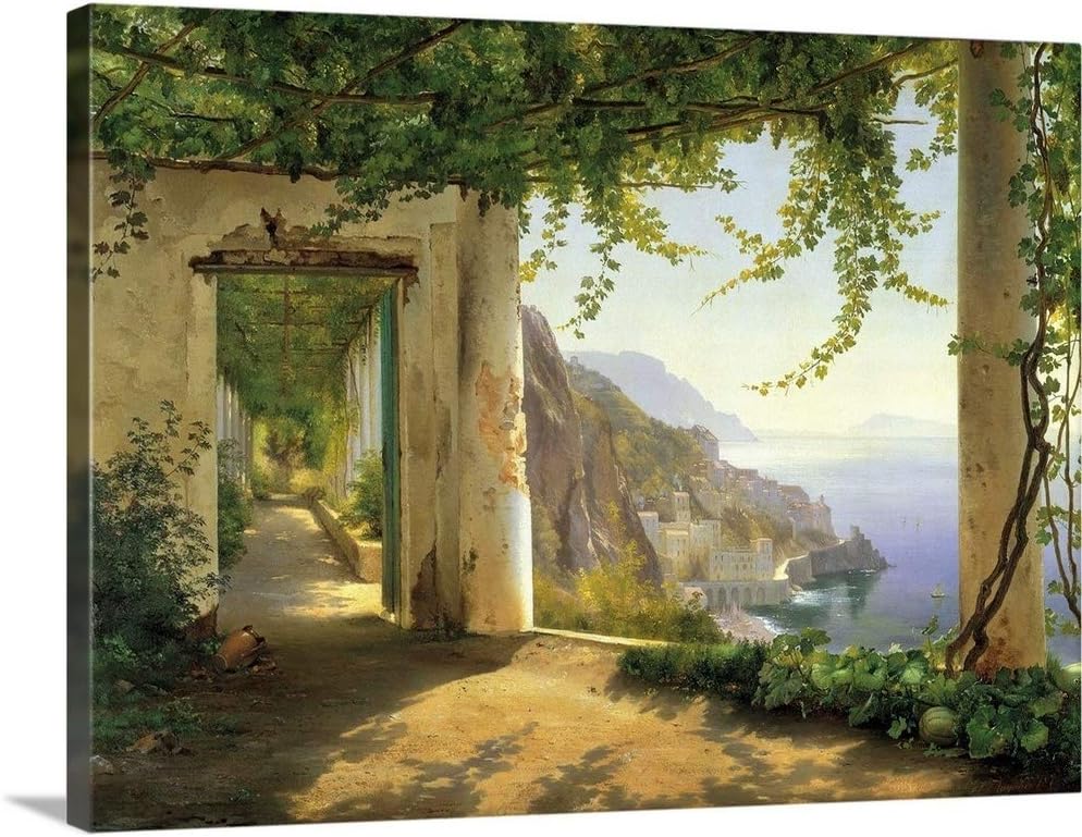 CANVAS ON DEMAND View to the Amalfi Coast Canvas Wall Art Print by Carl Frederic Aagaard, Classic, Traditional, Home Decor, Ocean Artwork, 40'x30'