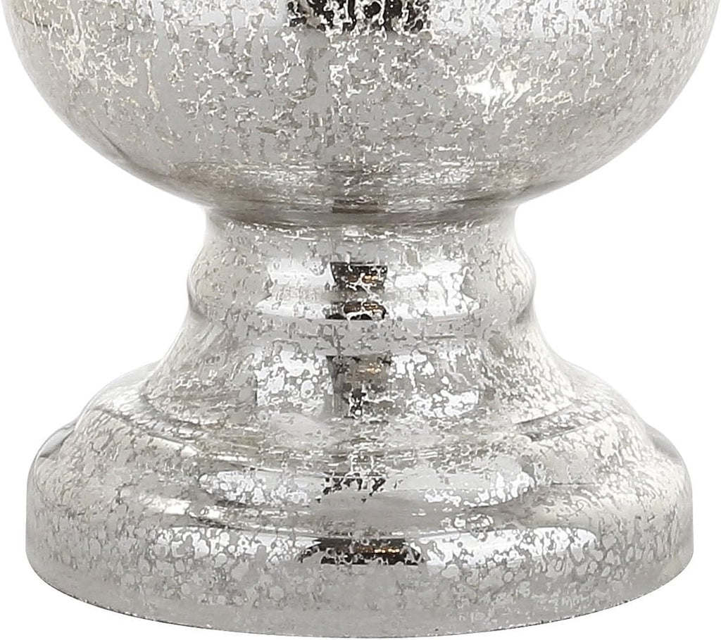 JONATHAN Y 28.5' Mercury Silver Glass Table Lamp Set of 2 for Living Room Bedroom Decor, Modern Bedside Lamps with White Linen Shade, LED Bulbs Included (JYL1061D-SET2)