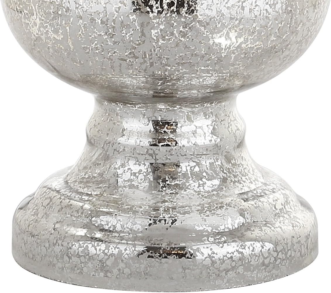 JONATHAN Y 28.5' Mercury Silver Glass Table Lamp Set of 2 for Living Room Bedroom Decor, Modern Bedside Lamps with White Linen Shade, LED Bulbs Included (JYL1061D-SET2)