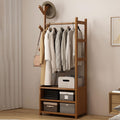 Bamboo Garment Clothes Rack, Free Standing Clothes Rail Stand with Hanging Rod, Open Storage Shelves, Hanging Rail Coat Stand, for Entryway Bedroom Bathroom Office