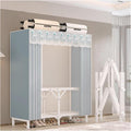 Heavy Duty Portable Wardrobe Closet With Cover, Freestanding Coat Storage Garment Racks For Hanging Clothes, Foldable Covered Clothes Rack For Bedroom(Blue1,150x170x45cm)