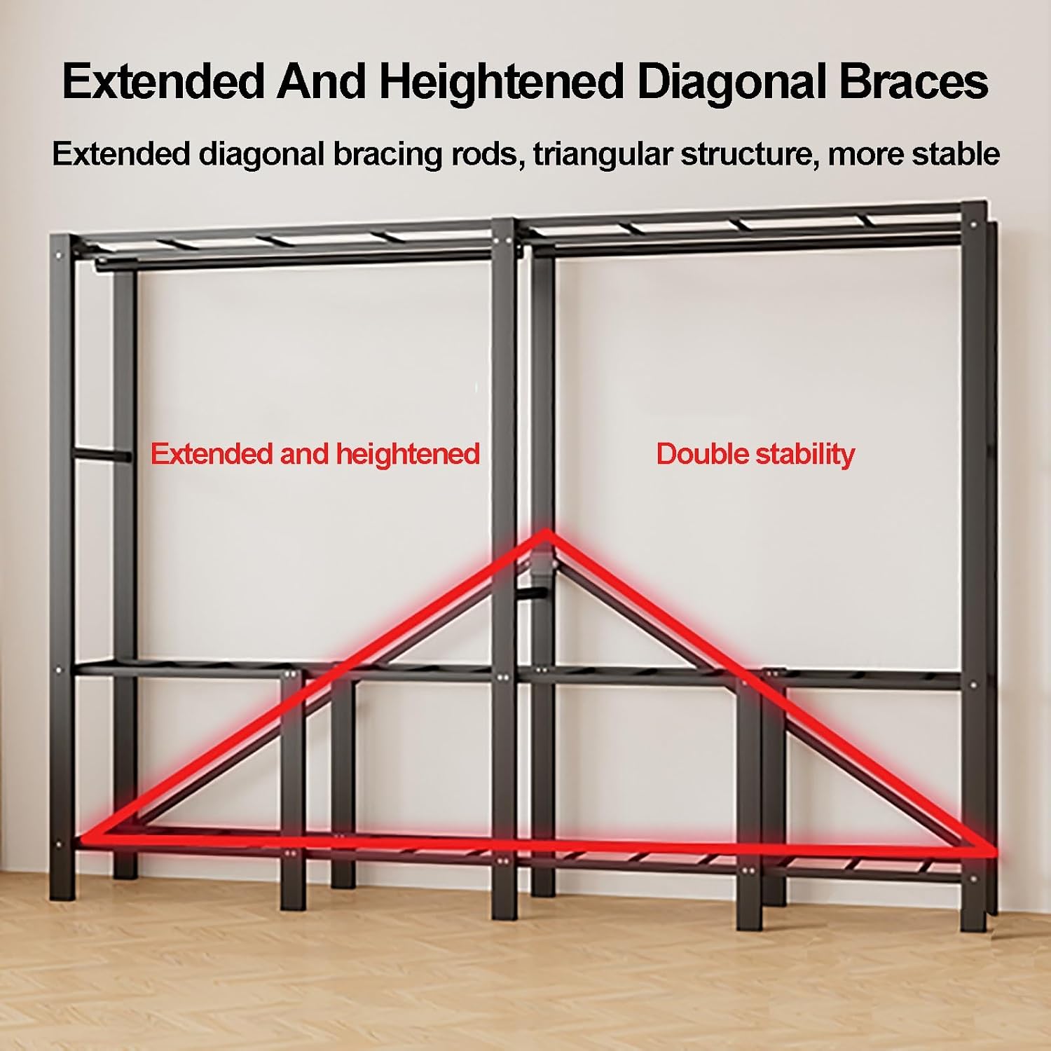 Portable Closet Wardrobe With Hanging Rods, Heavy Duty Clothing Rack With Fabric Cover, Metal Closet Rack For Hanging Clothes, Coat Storage Garment Racks(E,221CM/87INCH)