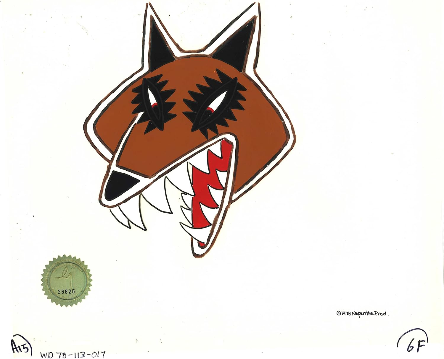 Watership Down Opening Fable El-ahrairah 1978 Production Animation Cel with LJE Seal and COA 113-017 of an animal