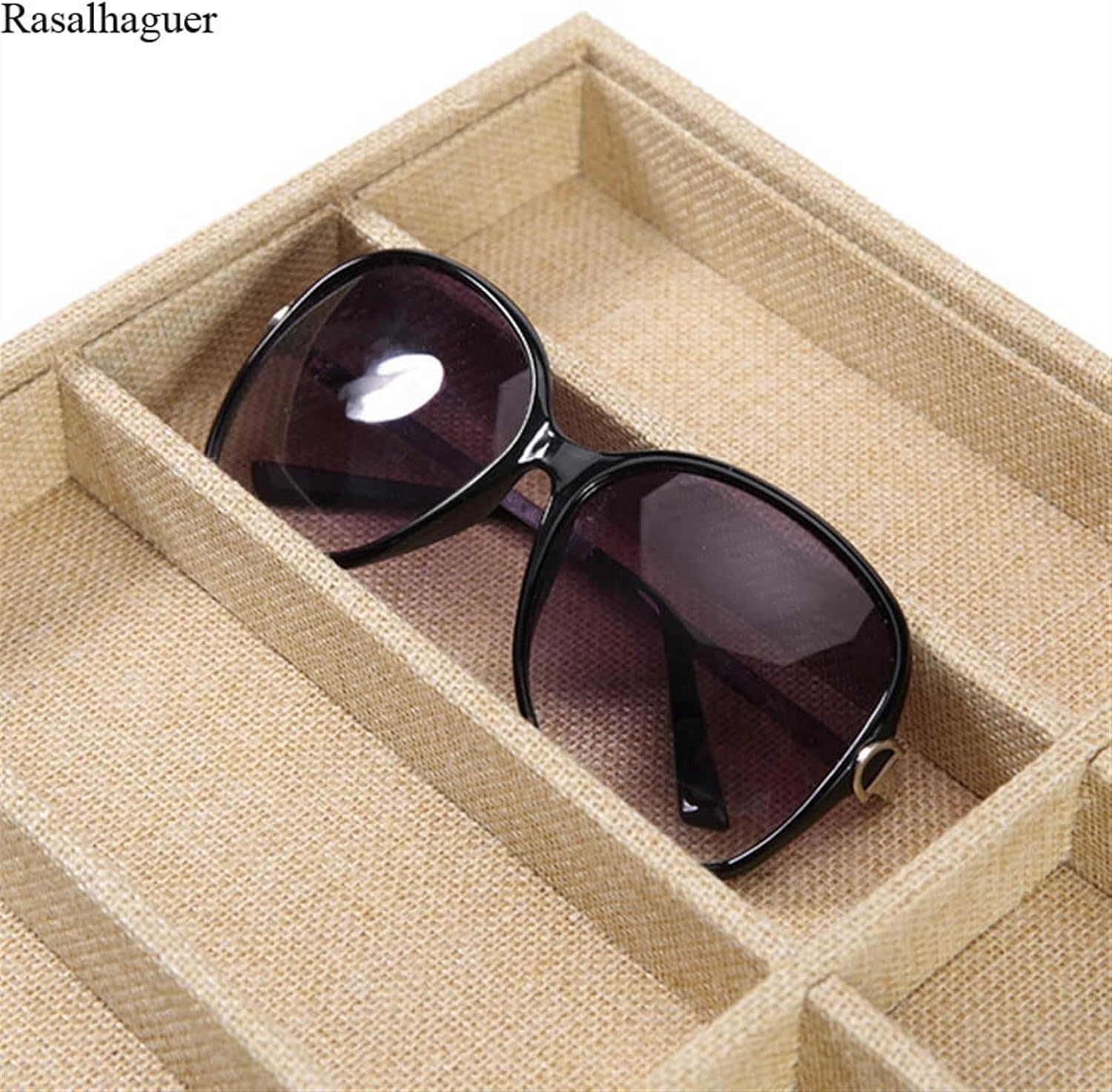 Eyewear es Fashion Glasses Cases Linen 6/10/12 Grids Sunglasses Display Box Sunglasses Display Glasses Display Props Jewelry Organizer Tray Sunglasses Eyewear (Color : 12GridsCases) (6gridscases