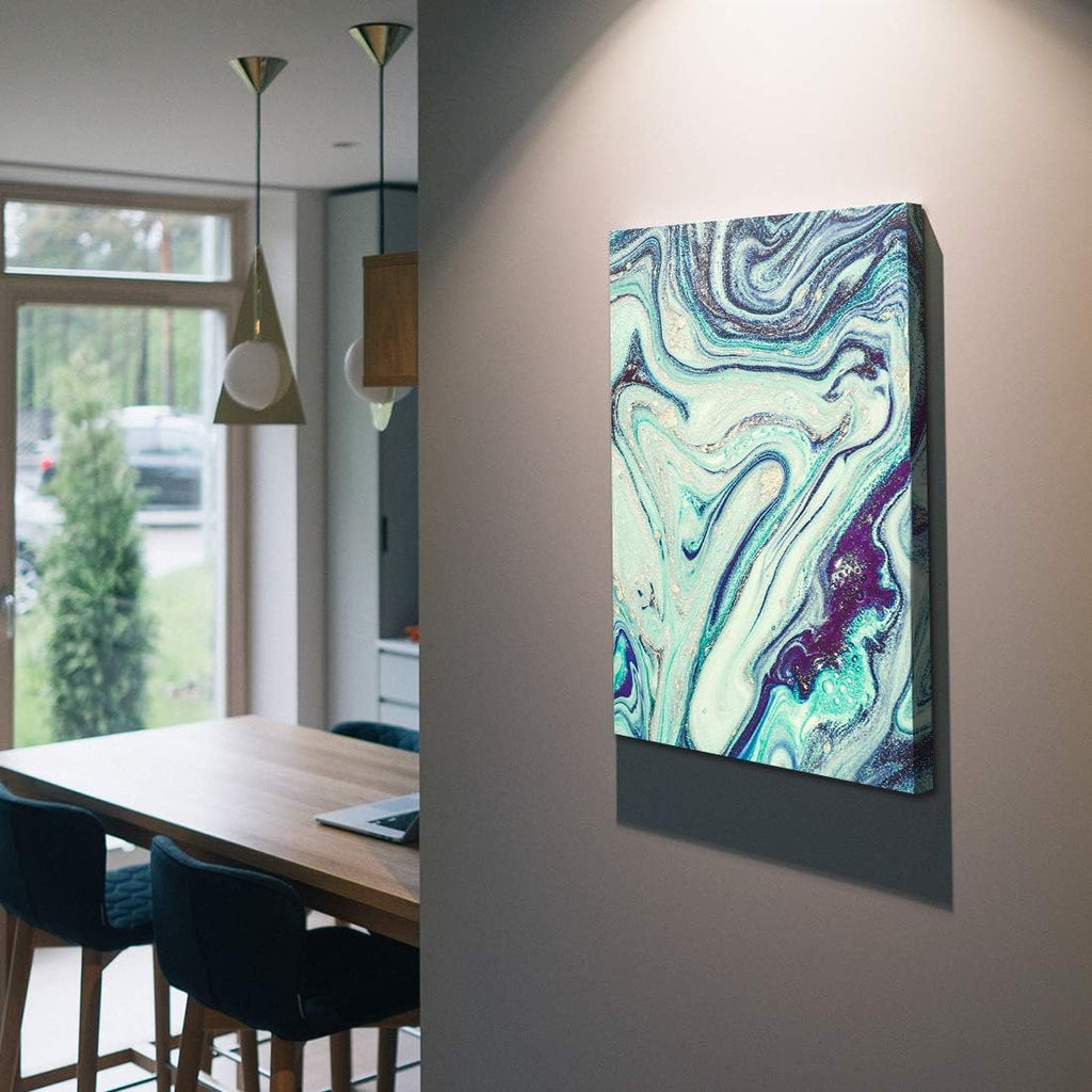 Denzoer Green Texture and Gold Abstract Wall Art Modern Canvas Prints with Solid Wood Frame Wall Pictures for Home Decoration, Ready to Hang - 36x46 inches