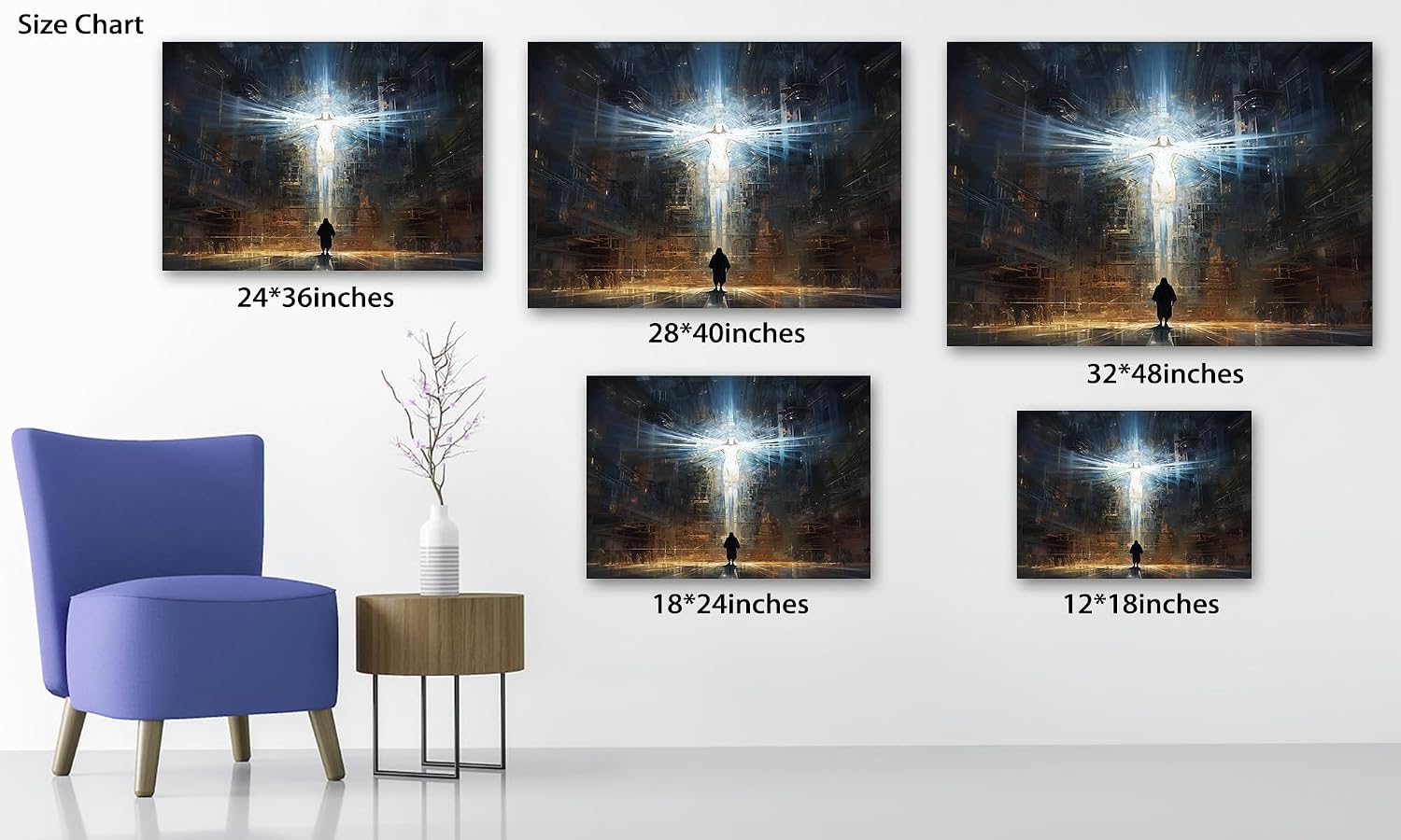 ANRUOXI Jesus Wall Art, Picture of Jesus Crucifixion Canvas Prints Christian Religious Canvas Wall Decoration, Death of Jesus Poster Printing Living Room Painting Bedroom Church Decor 32' Hx48 W Inch
