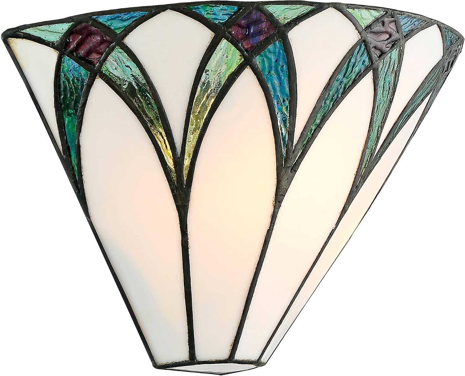 Regency Hill Filton Vintage Tiffany Style Wall Light Sconces Set of 2 Bronze Metal Hardwired 12 1/4' Fixture Blue White Art Glass for Bedroom Bathroom Vanity Living Room Home Hallway Dining