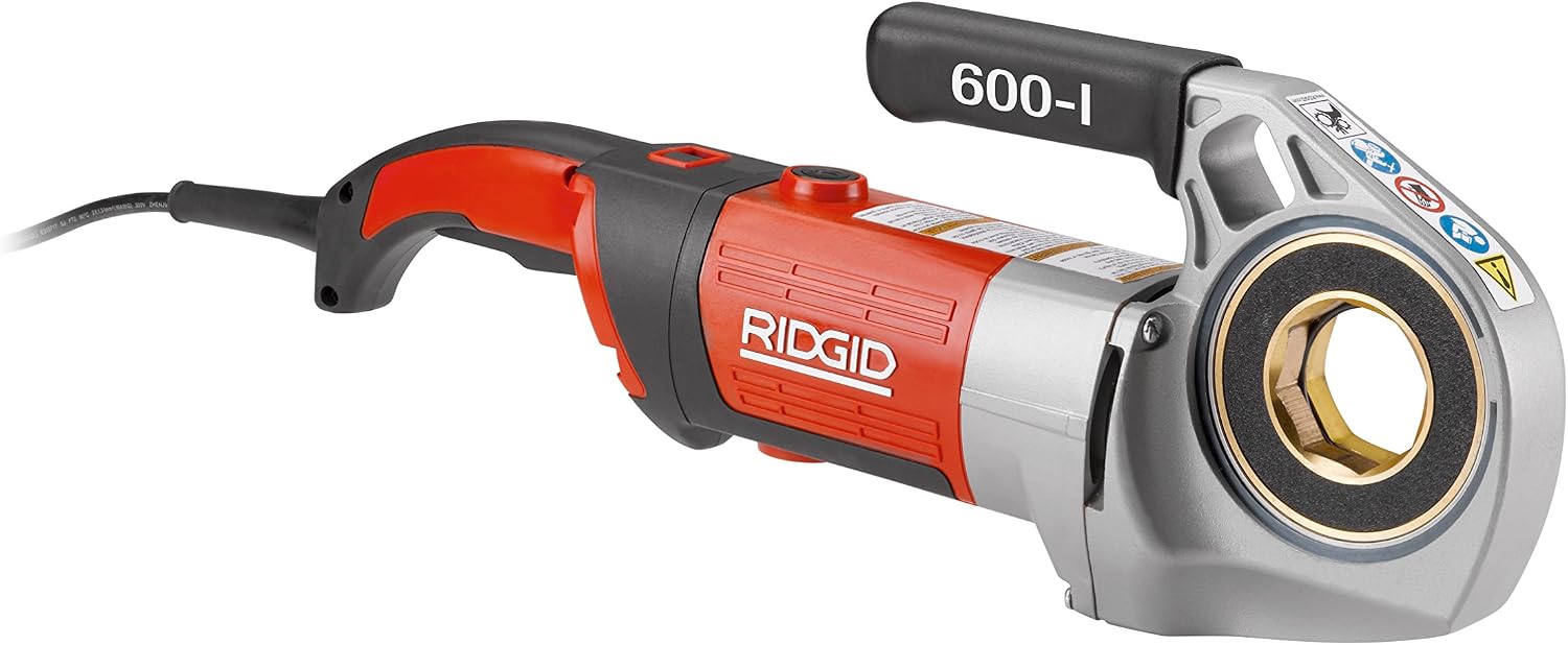 RIDGID 44918 Model 600-I Hand-Held Power Drive Kit, Pipe Threading Machine and 1/2-Inch to 1 1/4-Inch 11-R NPT Pipe Threading Die Heads with Carrying Case