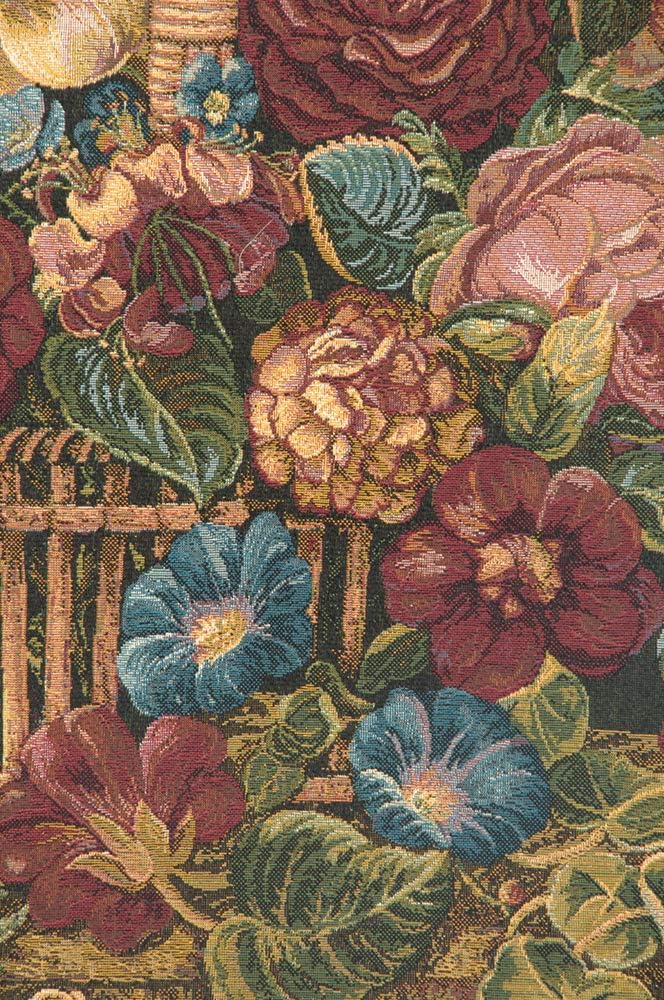 Charlotte Home Furnishings Italian Tapestry Wall Hanging 24x 42 in Flower Basket Black Wall Art Floral Tapestry for Bedroom Aesthetic Living Room and Home Decor European Soft Cotton Jacquard Woven