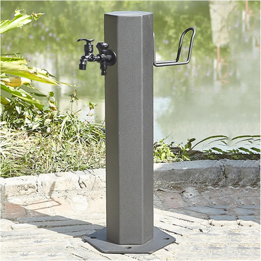 Garden Water Column Water Fountain for Patio Yard, Floor Mounted Water Tap Stainless Steel Water Pipe, Anti-Freeze Crack Standing Faucet for Watering/Irrigation, Water St（Style 4-20.5CM×50CM）