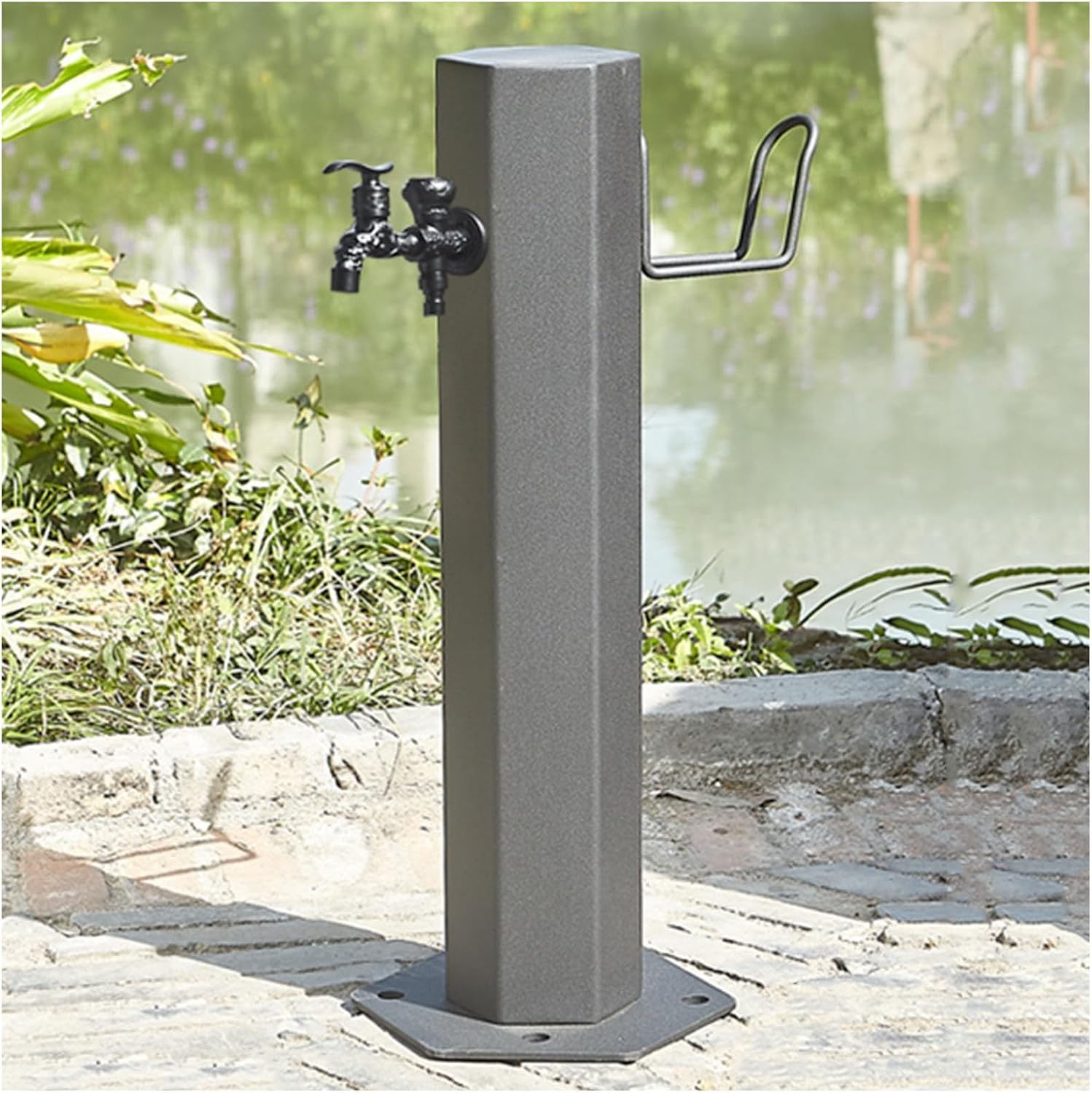 Garden Water Column Water Fountain for Patio Yard, Floor Mounted Water Tap Stainless Steel Water Pipe, Anti-Freeze Crack Standing Faucet for Watering/Irrigation, Water St（Style 4-20.5CM×50CM）