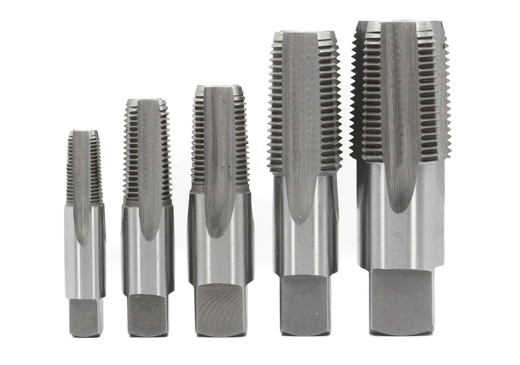 Drill America - DWTHS1/8-1SET 6 Piece NPT Pipe Tap Set in Wooden Case (1/8', 1/4', 3/8', 1/2', 3/4' and 1'), High Speed Steel, DWT Series