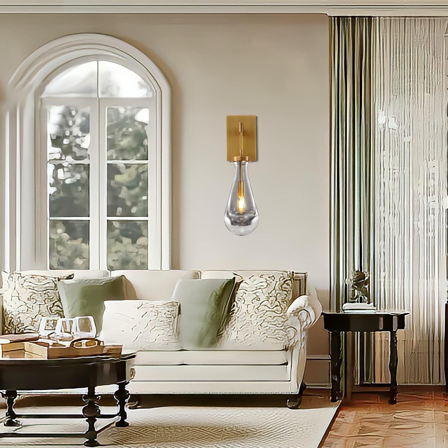 Brass Wall Sconces, Raindrop Sconces Wall Lighting, Wall Sconce Indoor for Living Room, Modern Wall Light Fixtures Bathroom Light Fixtures Wall Lamp for Hallway, Bedroom