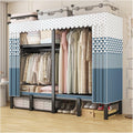 Wardrobe Closet With Cover, Foldable Garment Rack For Hanging Clothes, Metal Freestanding Clothing Rack, Coat Storage Organizer With Rods, For Bedroom, Dorm(Blue2,147cm/57.9inch)
