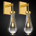 Raindrop Wall Sconces Set of Two Gold Sconces Wall Decor Modern Wall Lighting Glass Bathroom Sconces Indoor Vanity Light Wall Lamp for Bedroom Living Room Stair