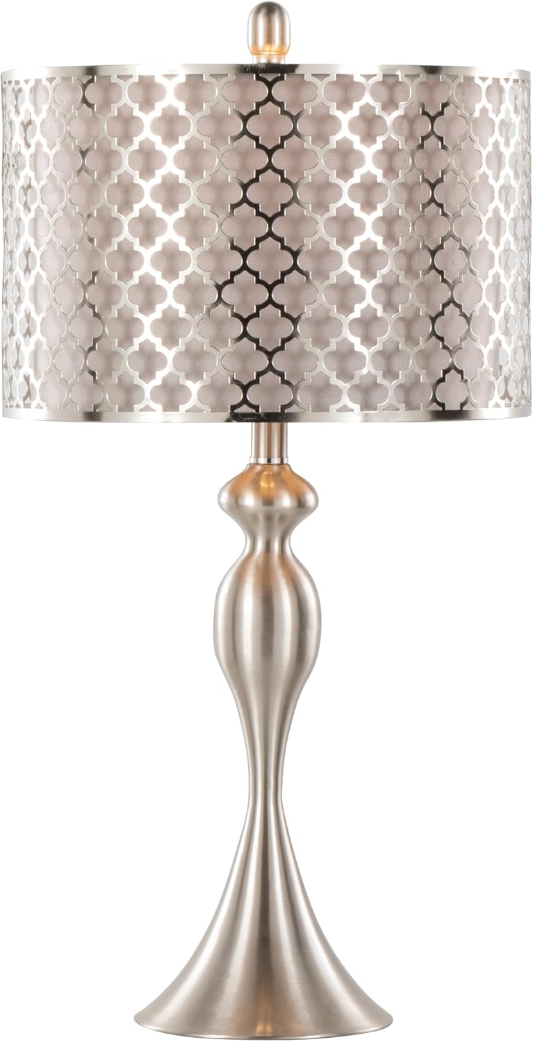 Ashland 27' Metal Table Lamps Set of 2, Desk Lamp, Bedside Lamps for Night Stands, Nightstand Lamp, Small Lamp, Small Table Lamps for Living Room Set of 2 (Brushed Nickel, Grey Linen)