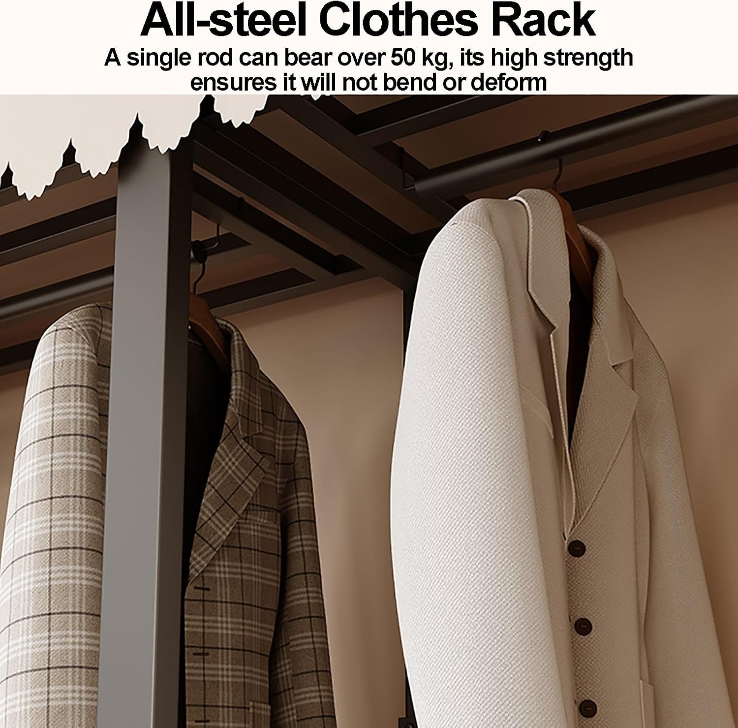 Portable Wardrobe Closet With Cover, Foldable Garment Rack For Hanging Clothes, Freestanding Metal Clothes Rack, Metal Clothing Coat Storage Organizer(Stars,88cm/34.6inch)
