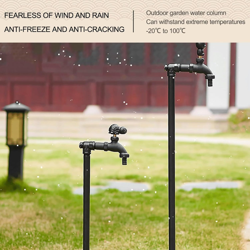 Freestanding Copper Garden Water Column with Faucet Outdoor Vertical Antifreeze Water Pipe Brass Floor Mount Water Tap for School Yard(Black,60cm/23.6'')