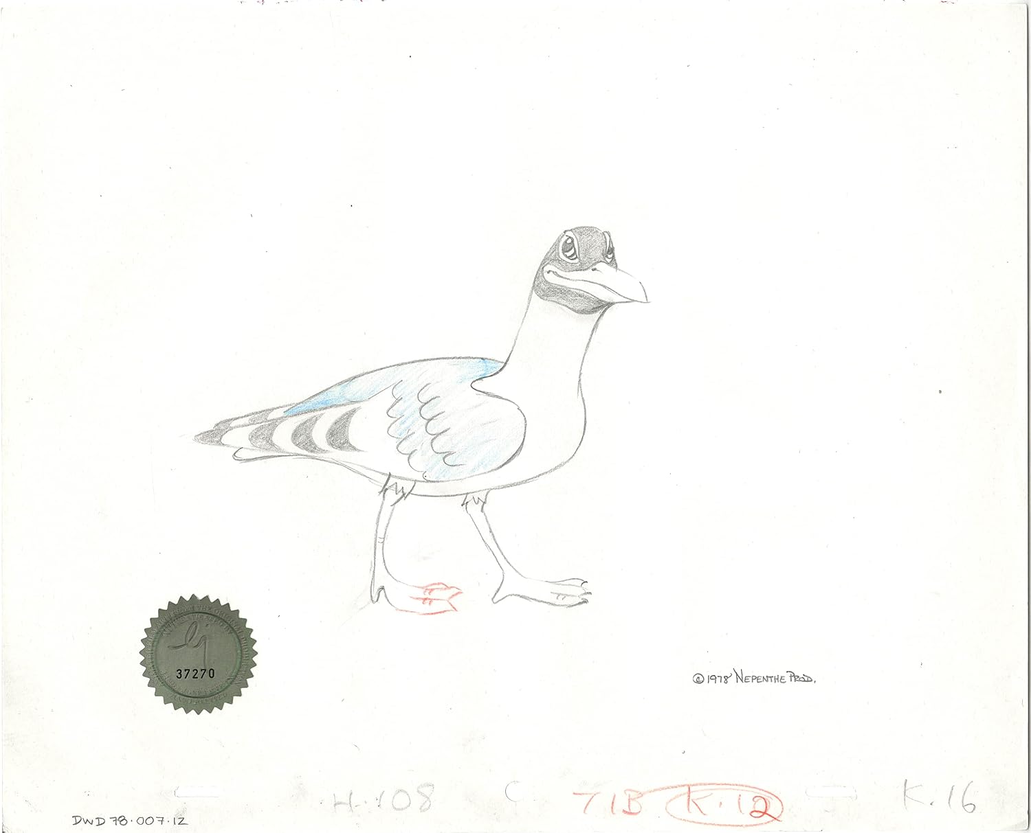 Watership Down 1978 Production Animation Cel Drawing of Kehaar with Linda Jones Seal and Certificate of Authenticity 007-012