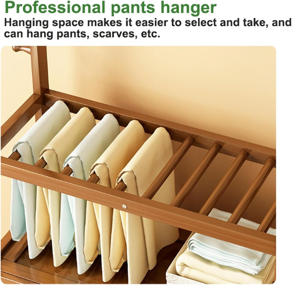 Clothing Racks for Hanging Clothes Bamboo Garment Rack Open Wardrobe Coat Stand Multi-Functional Clothing Clothes Rails for Entryway Living Room,52cm
