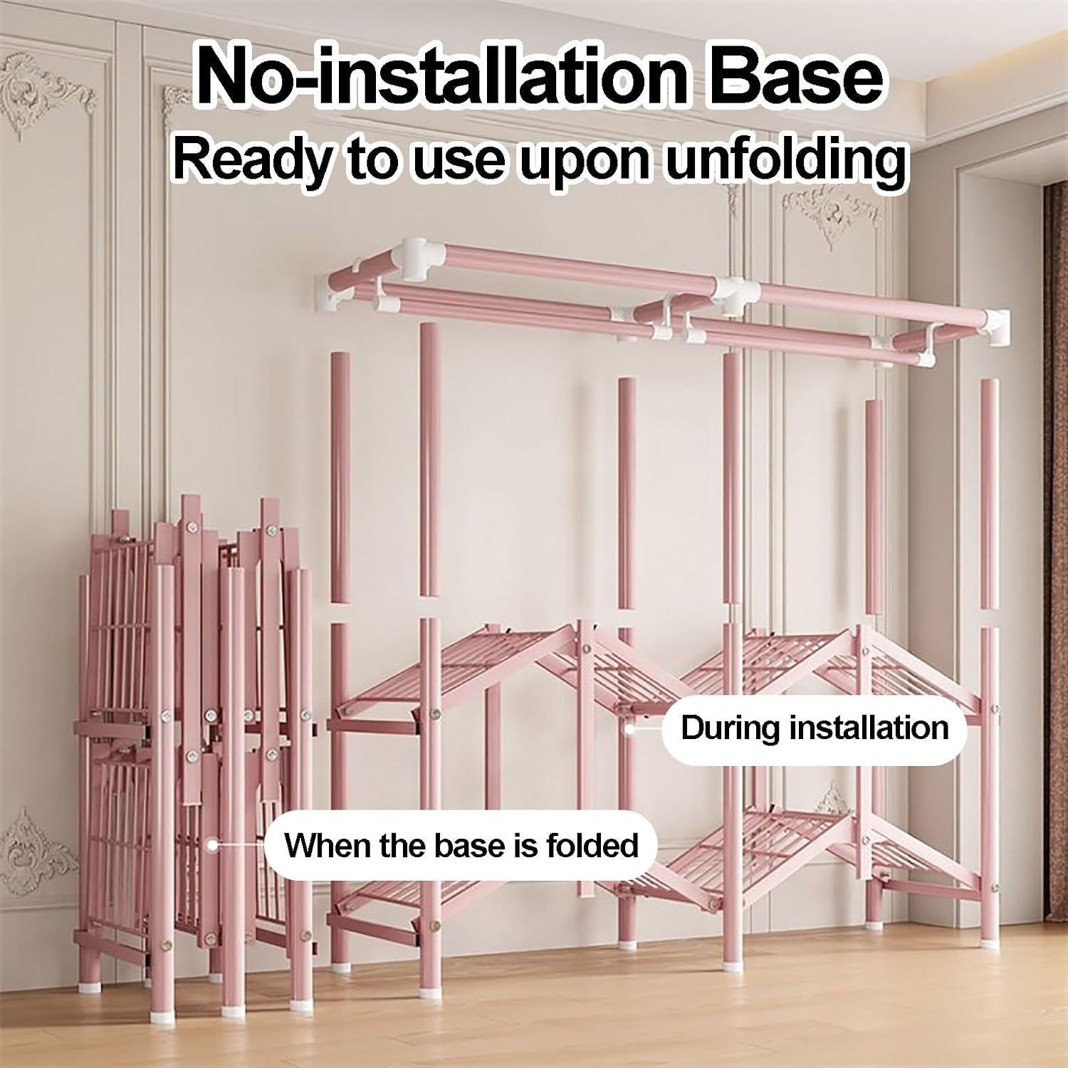 Heavy Duty Wardrobe Closet With Cover, Foldable Metal Clothes Shelves For Clothes Organizers Storage, Garment Rack For Hanging Clothes, Armoire For Bedroom, Apartment(B,200x45x170cm/79x18x67in)