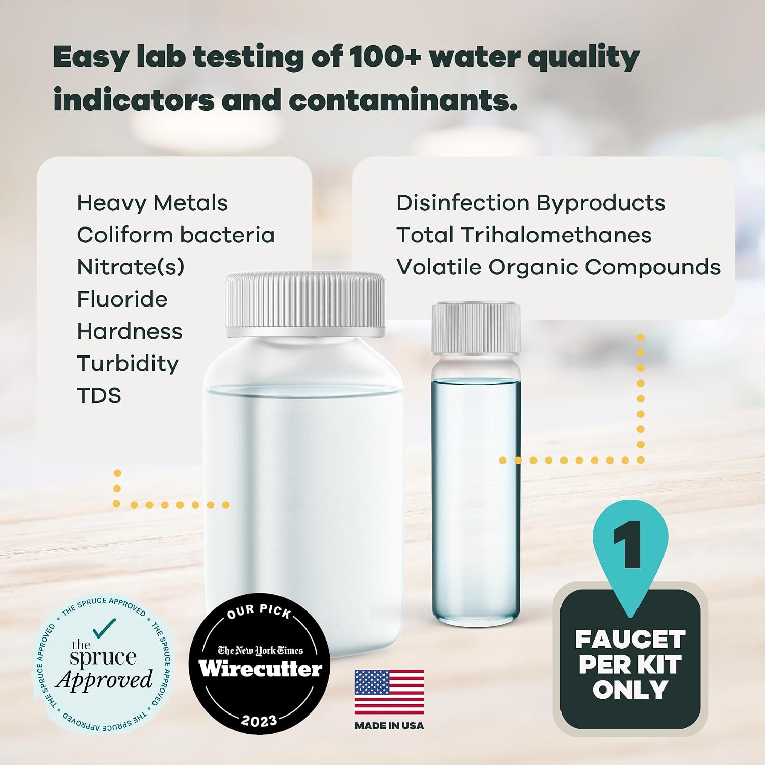 Advanced Home Water Test Kit | Well or City | EPA Certified Drinking Water Labs | Tests for: 116 Analytes, incl. Lead, Copper, Hardness & Alkalinity and More | #1 Best Home Water Test - Wirecutter