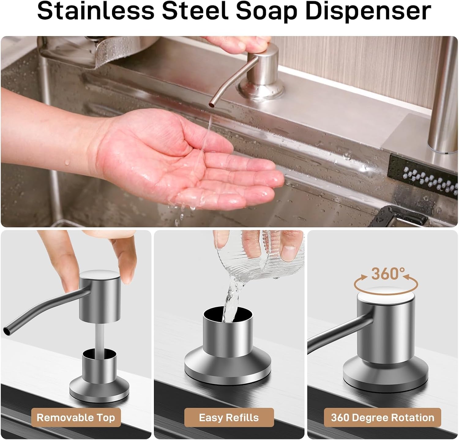 Senfot Kitchen Sinks and Faucet Combo Set with Bottom Grid & Drain Assembly, 304 Stainless Steel Handmade Modern Kitchen Sink with Pull-Out Tap, Chopping Board, Cup Washer, Size 30x 22 x 9in, Silver