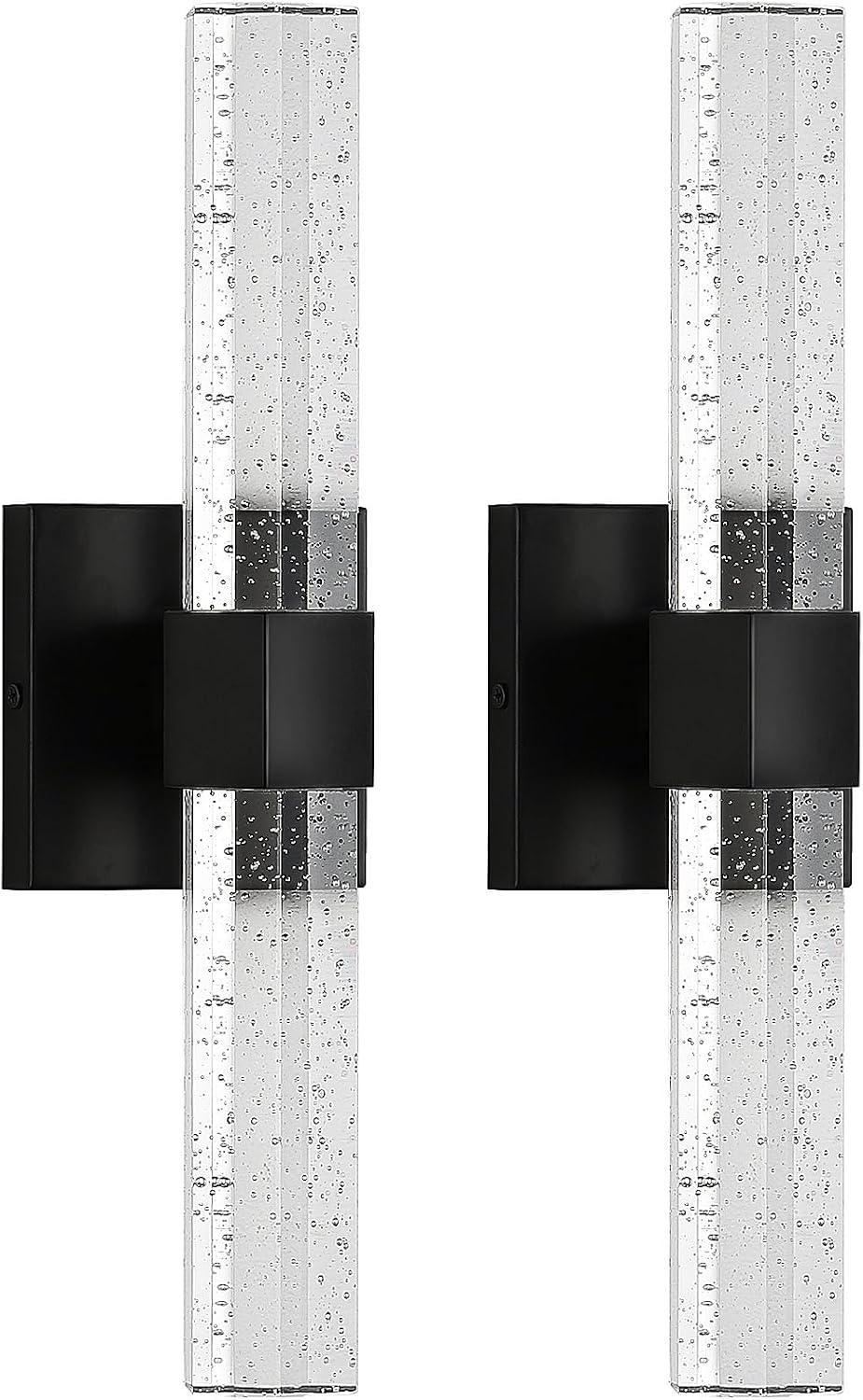 Epinl Black Sconces Wall Lighting - Modern Wall Sconces Set of Two Crystal Sconces Wall Decor Set of 2, 14W 3000K Dimmable Bathroom Vanity Light Fixtures for Hallway Bedroom Living Room