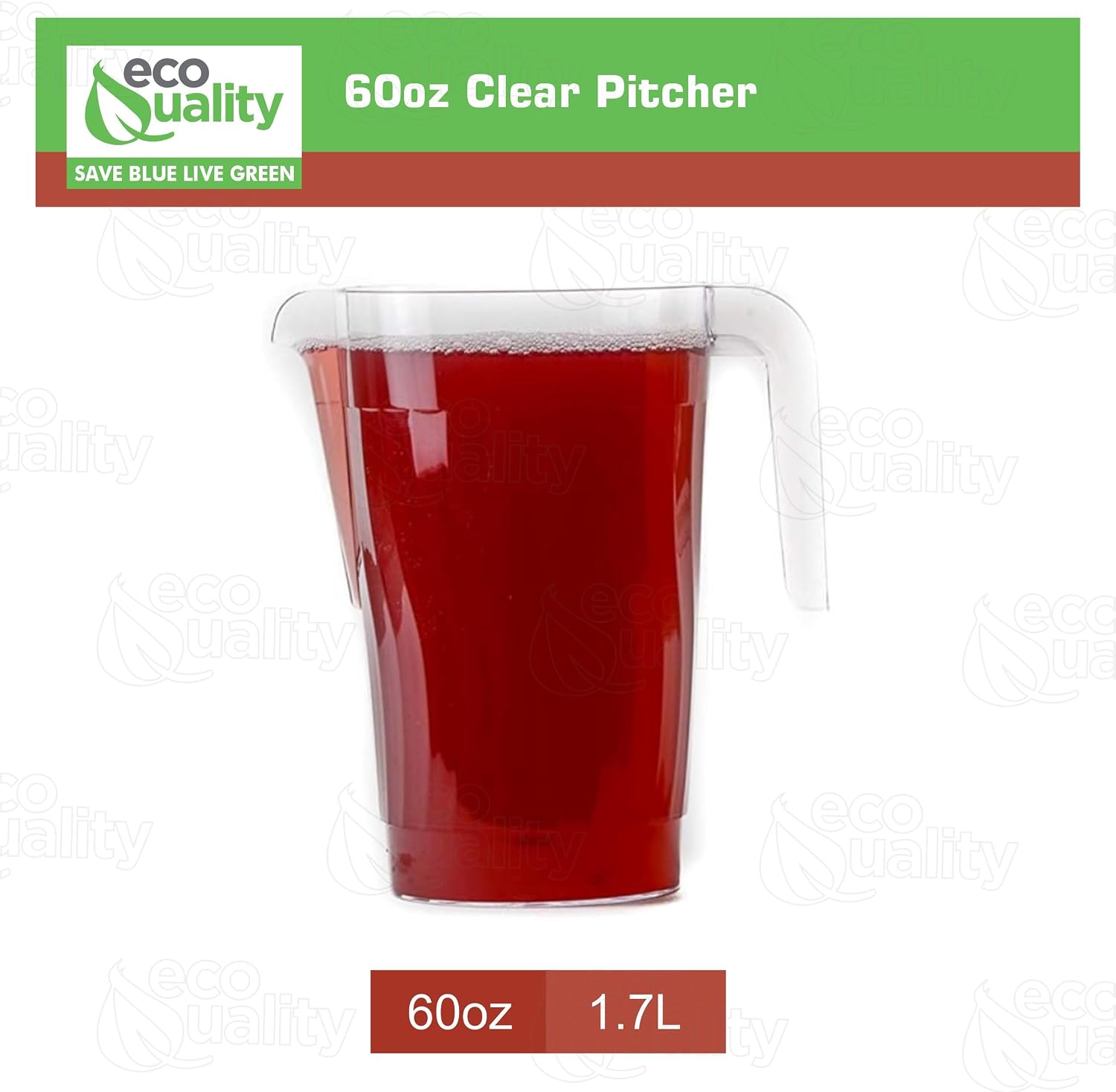 60 oz Heavy Duty Crystal Clear Plastic Beverage Pitcher - Break Resistant Beverage Carafe - Great for Restaurants and Catering - Serveware for Water, Cold Drinks, Beer, Lemonade, Sangria (36)