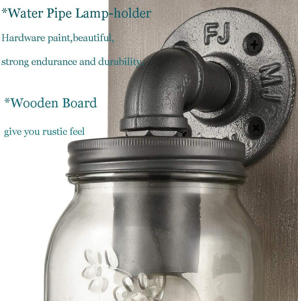 EUL Farmhouse Mason Jar Wall Sconces Hanging Wall Light, Plug-in Set of 2 2-Pack