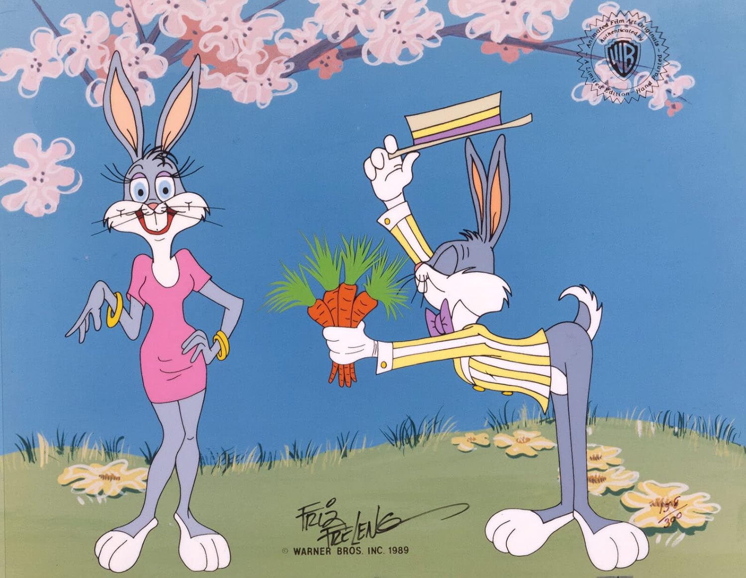 Bonnie & Bugs Bunny Looney Tunes Warner Brothers Limited Edition Animation Cel of 300 Signed by Friz Freleng