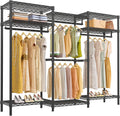 VIPEK V5i Garment Rack Heavy Duty Clothes Rack for Hanging Clothes, Portable Wardrobe Closet Freestanding Clothing Rack with 8 Adjustable Shelves & 4 Hang Rods, 68.9' L x 15.7' W x 76.4' H, Black