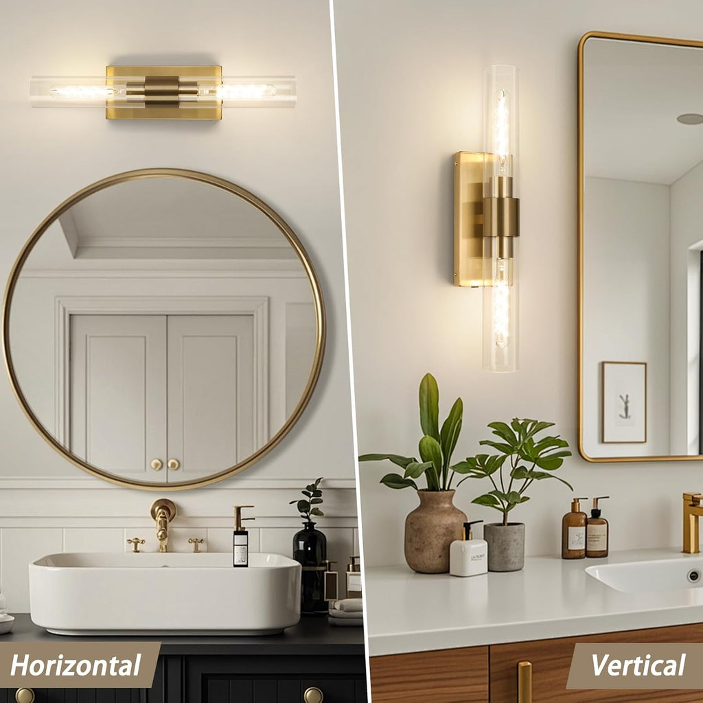 Battery Operated Wall Sconce Set of Two, Rechargeable Wall Sconce, Gold Wall Lamp with Remote Controls, Indoor Non-Hardwired Bedside Wall Sconces, Gold Vanity Light for Bedroom, Hallway, etc